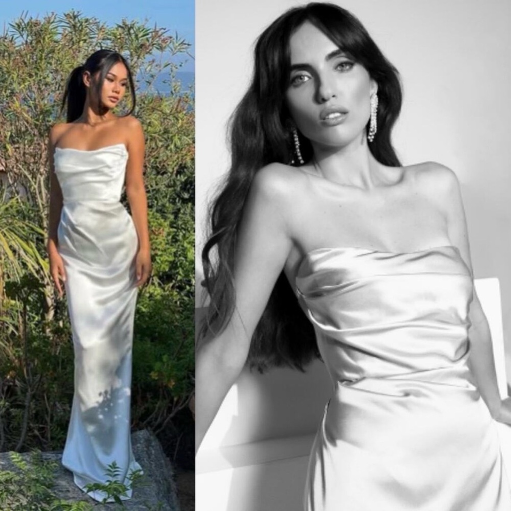 Nookie EMELIE STRAPLESS GOWN in White NWT Medium Gala Bridal Wedding Satin
